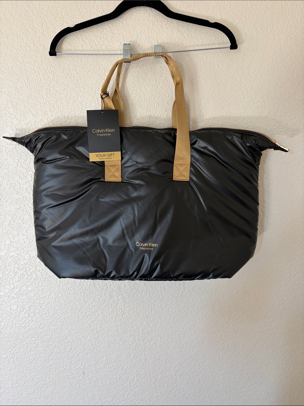 Calvin Klein Black Tote with Tan Handles